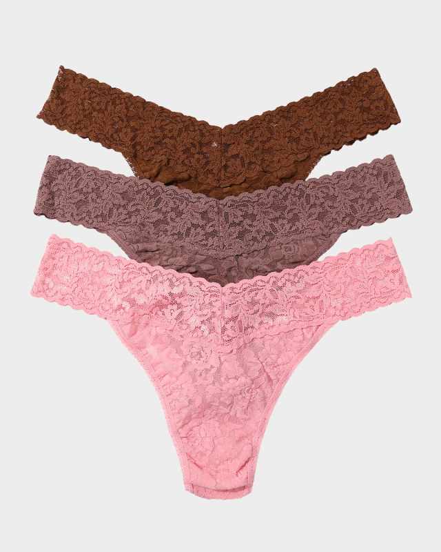 3-Pack Original-Rise Multicolor Lace Thongs