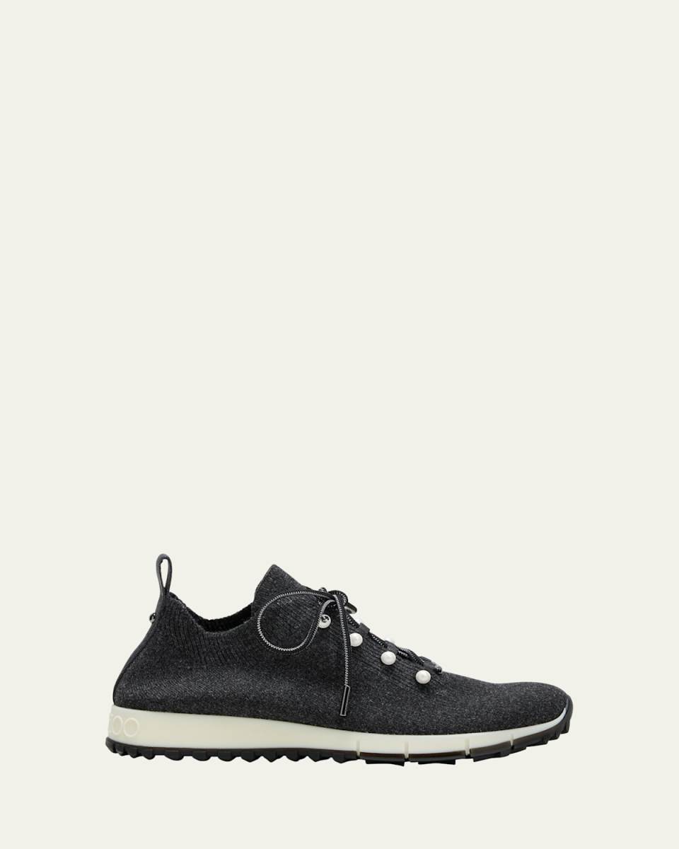 Veles Cotton Knit Pearly Stud Sneakers