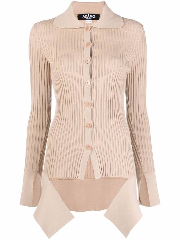 asymmetric ribbed cardigan top
