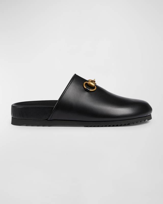 Leather Bit Slide Mules
