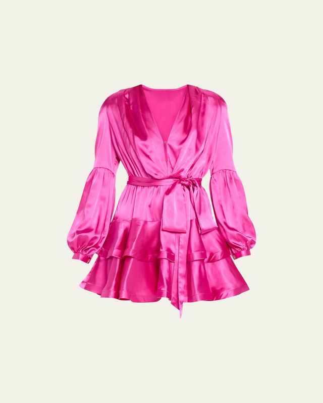 Bedouin Deep V-Neck Ruffle Tiered Mini Dress