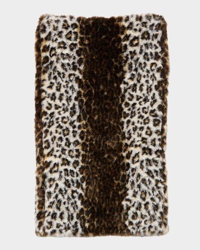 Leopard Faux-Fur Midi Skirt