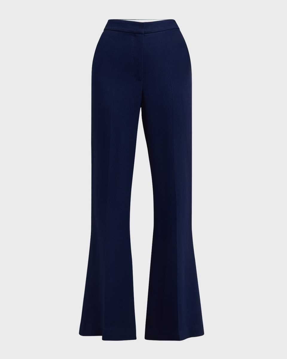High-Rise Italian Lightweight Textured Crepe Bootcut-Leg Pants