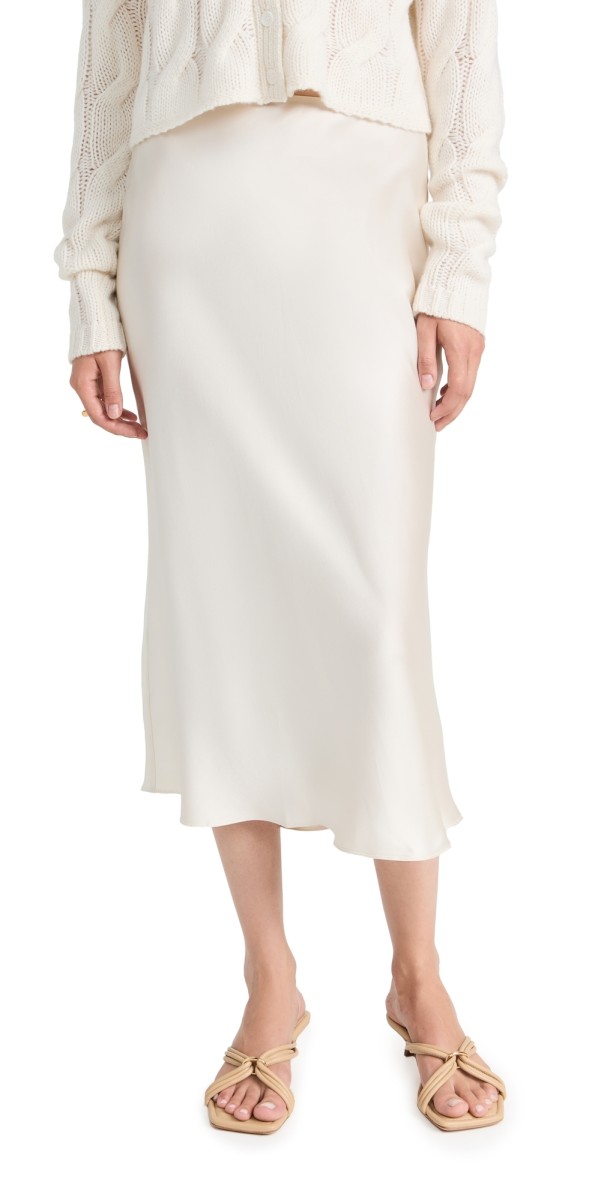 Sablyn Midi Silk Skirt Gardenia