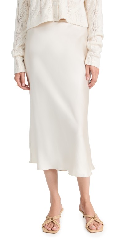 Sablyn Midi Silk Skirt Gardenia