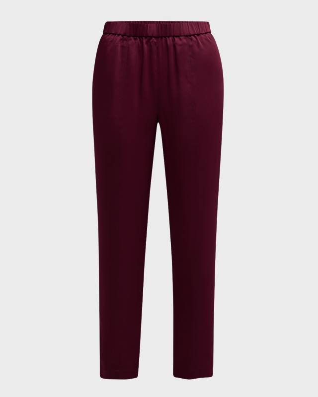 Straight-Leg Crepe De Chine Pants