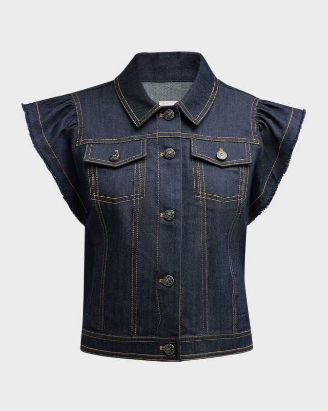 Adley Flutter-Sleeve Denim Vest