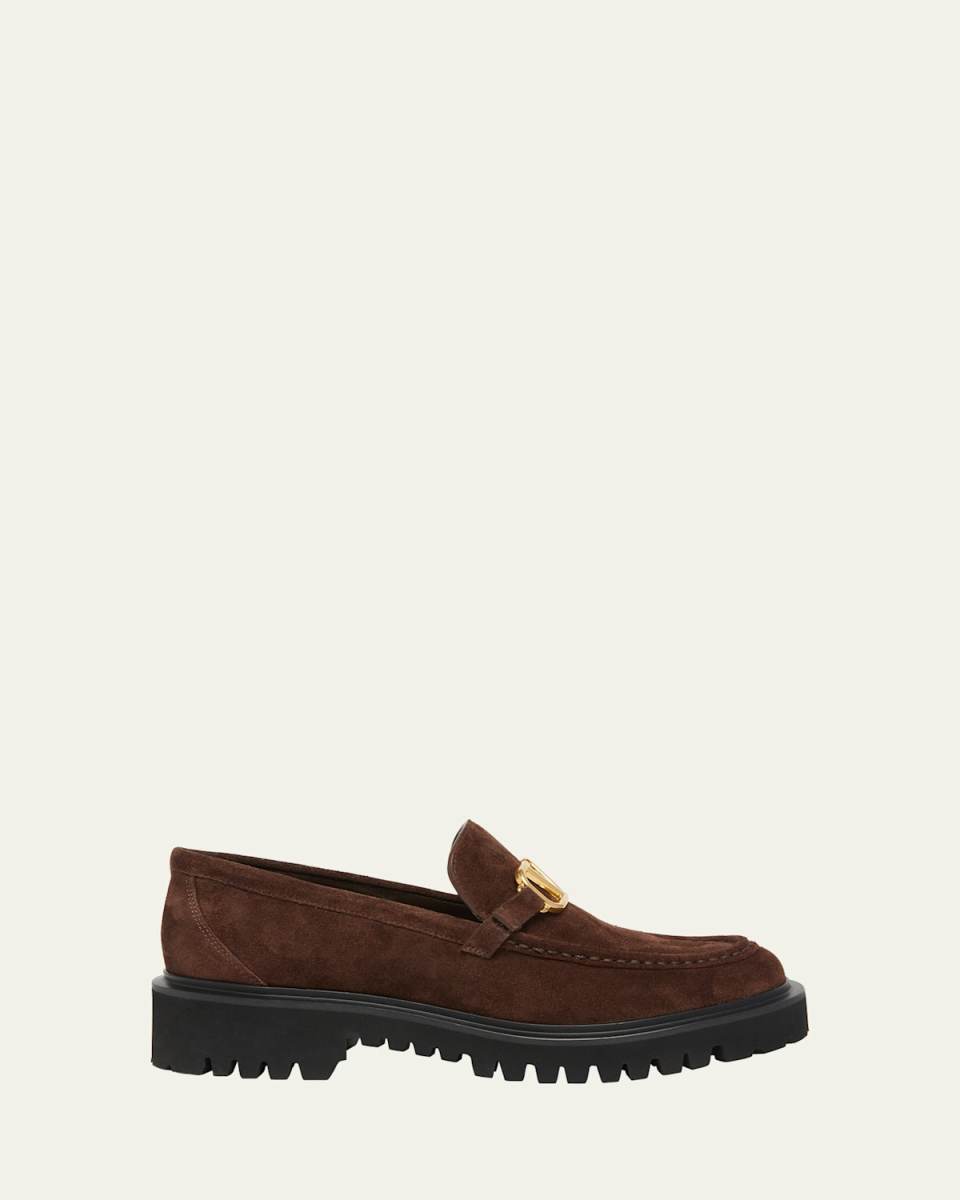 VLogo Suede Medallion Loafers