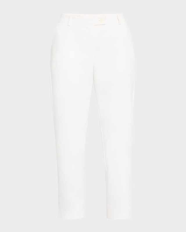 Mid-Rise Slim-Leg Ankle Cotton-Blend Pants