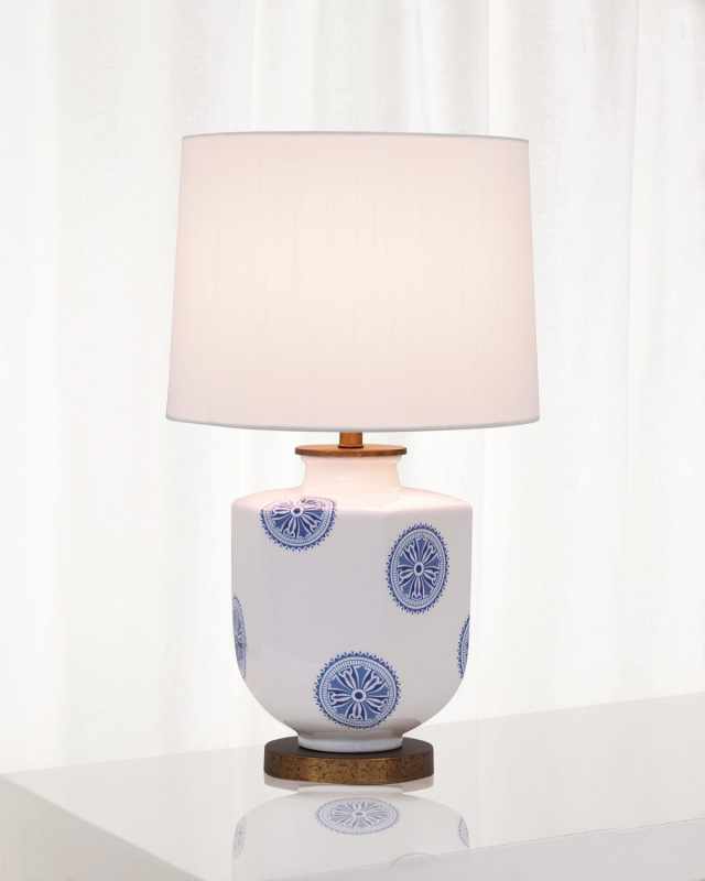 Temba Table Lamp, Blue/White