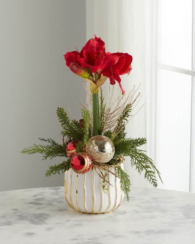 Single Amaryllis Faux-Floral Arrangement