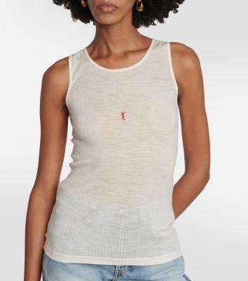 Saint Laurent Cassandre ribbed-knit wool tank top