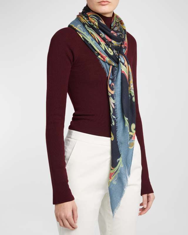 Aida Paisley Wool-Cashmere Shawl
