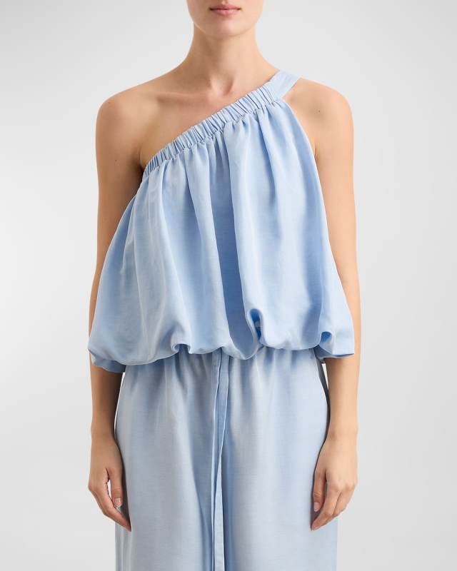 Denia Tie One-Shoulder Bubble Top