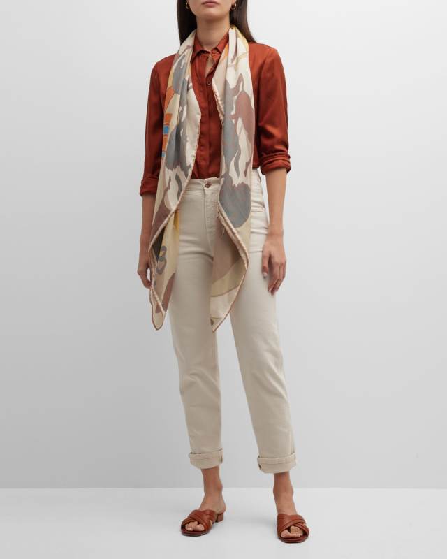 Multi-Color Galloping Cashmere-Blend Scarf