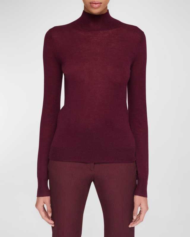 Mock-Neck Cashmere Sweat