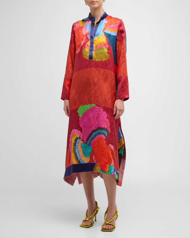 Niki Abstract High-Low Silk Kaftan