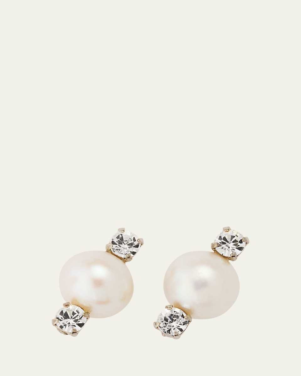 Mini Pearl and Double Crystal Earrings