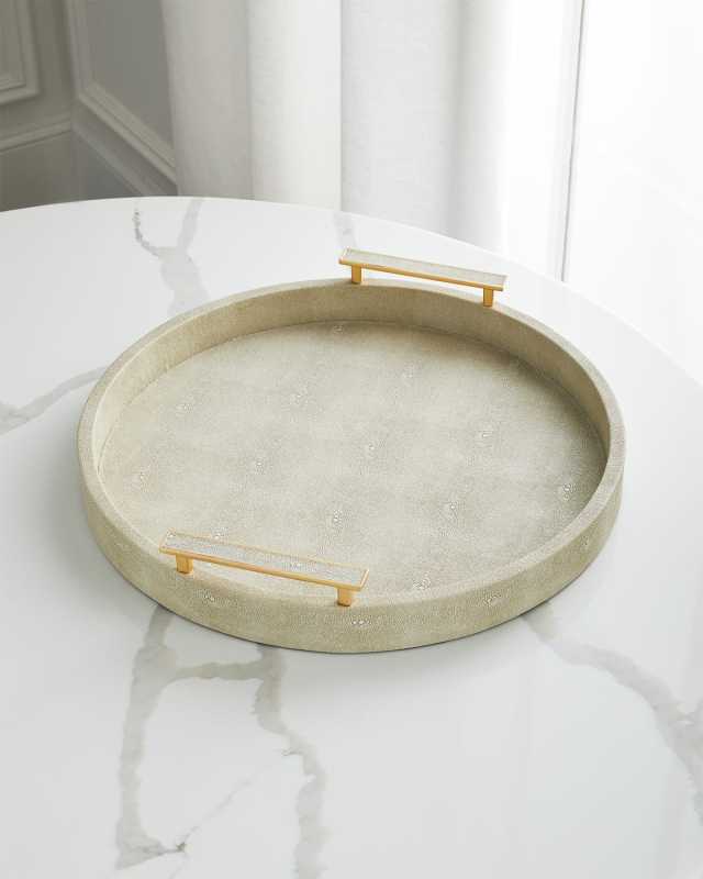 Round Faux Shagreen Tray