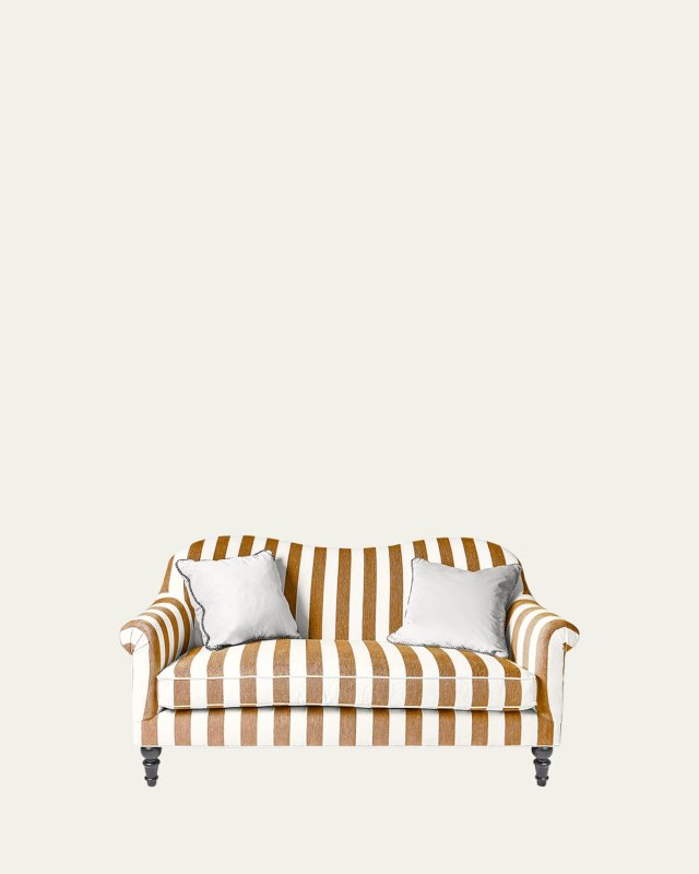 Marquee Brown Stripe Chenille Settee