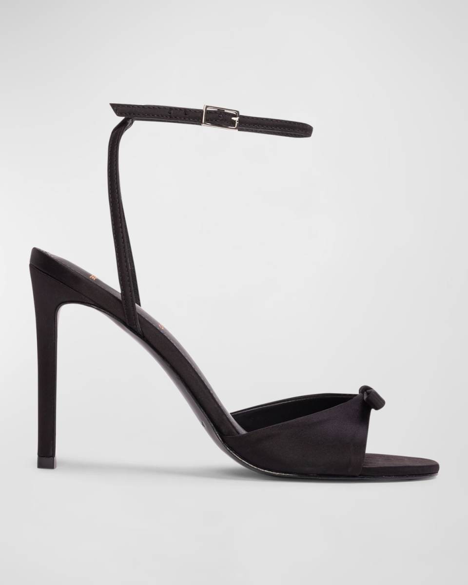 Satin Bow Ankle-Strap Sandals
