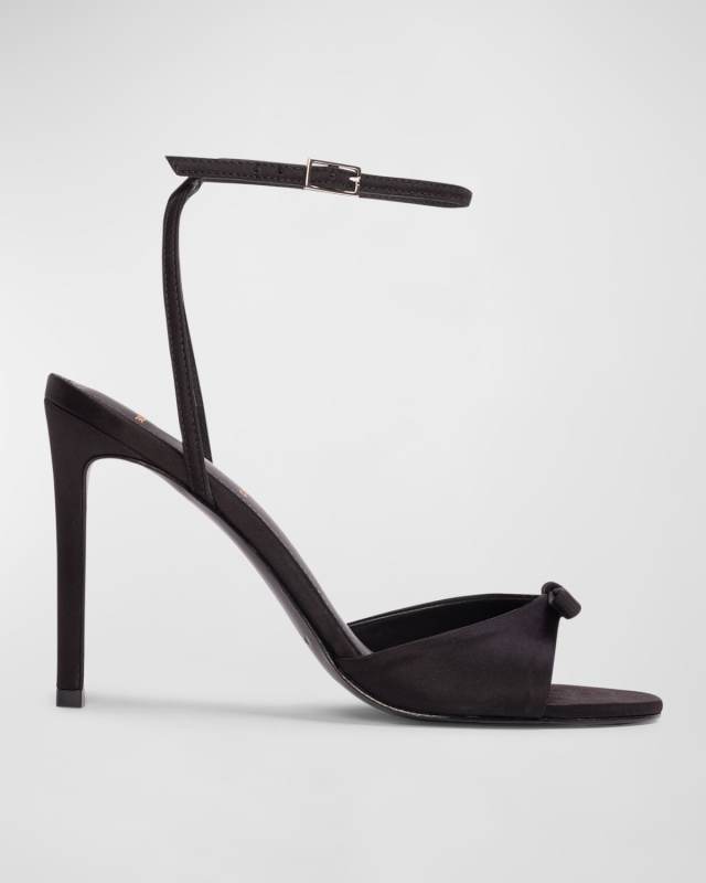 Satin Bow Ankle-Strap Sandals