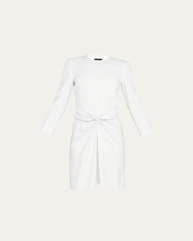 Ruched Long-Sleeve A-Line Dress