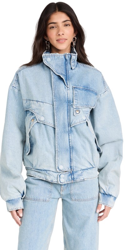 REV The Bree Oversize Denim Bomber Light Blue