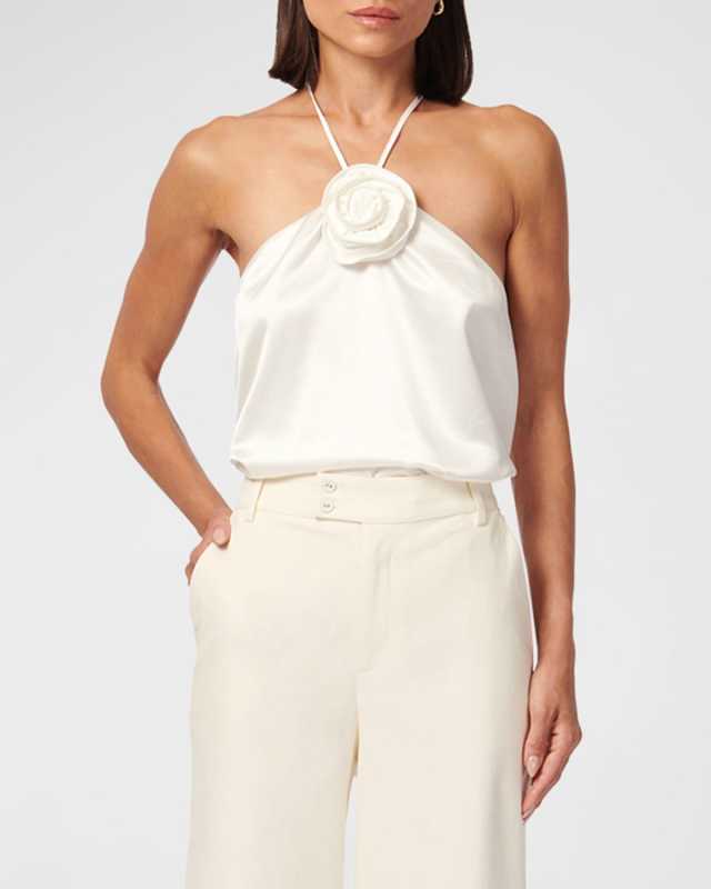 Thandar Rosette Satin Halter Cami