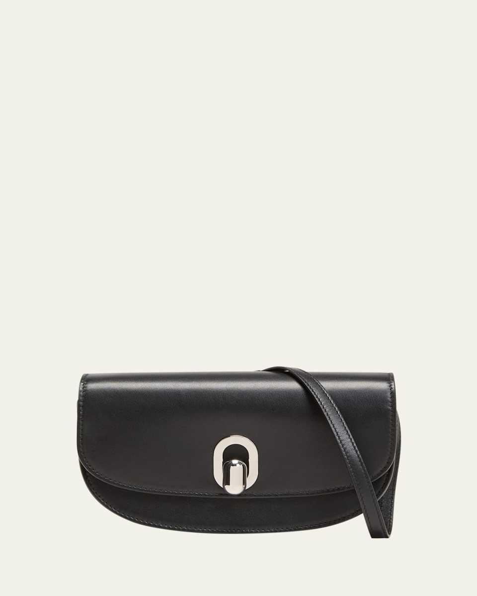 Tondo Crescent Leather Crossbody Bag
