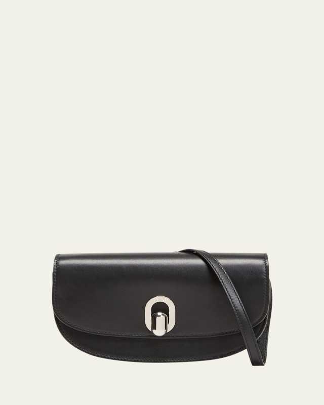 Tondo Crescent Leather Crossbody Bag