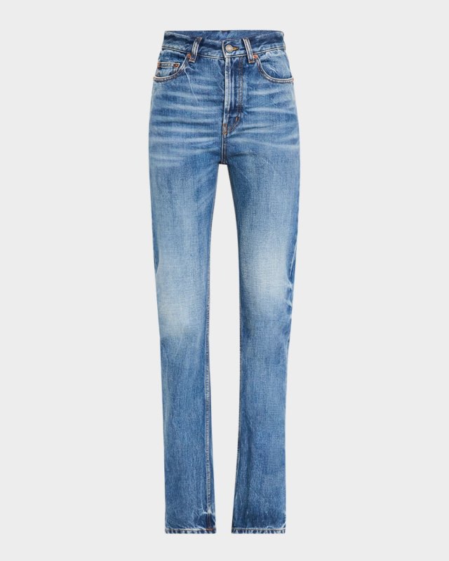 Mid-Rise Faded Denim Bootcut Jeans