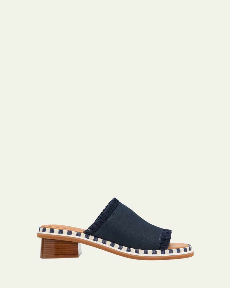 Allyson Frayed Cotton Mule Sandals