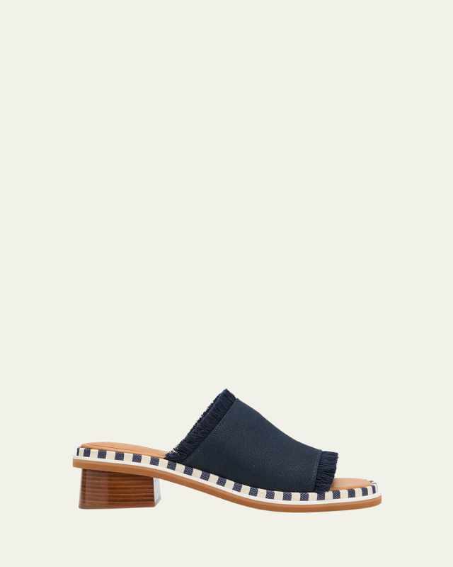 Allyson Frayed Cotton Mule Sandals