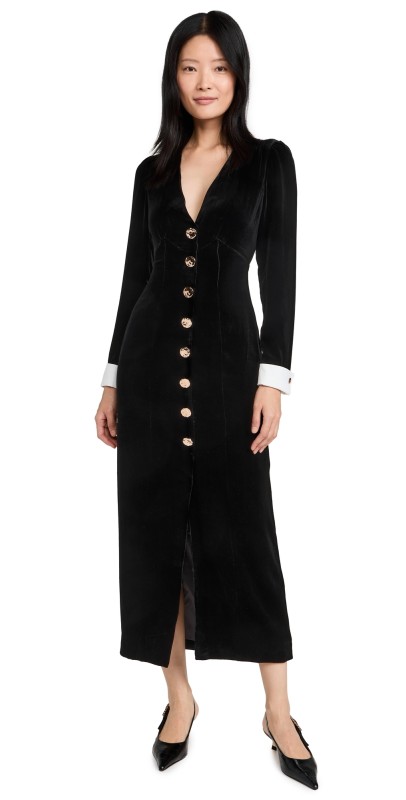 SALONI Lulu B Velvet Dress 02/01-Black/White