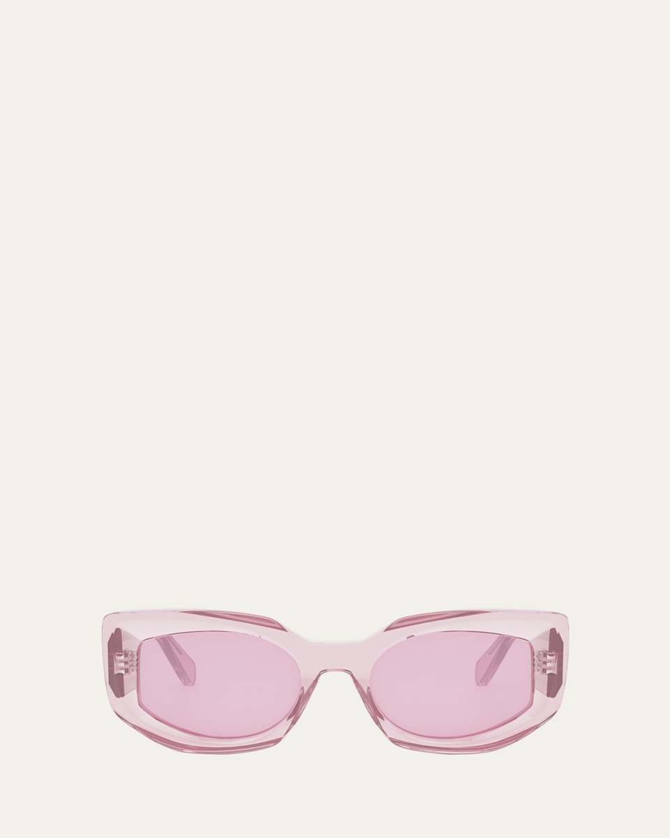 Beveled Semi-Transparent Acetate Cat-Eye Sunglasses