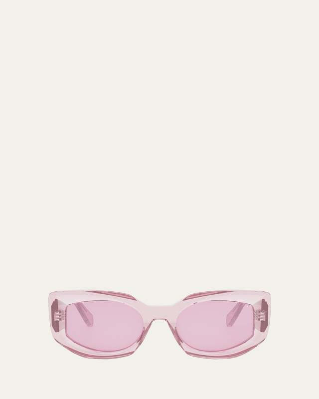 Beveled Semi-Transparent Acetate Cat-Eye Sunglasses