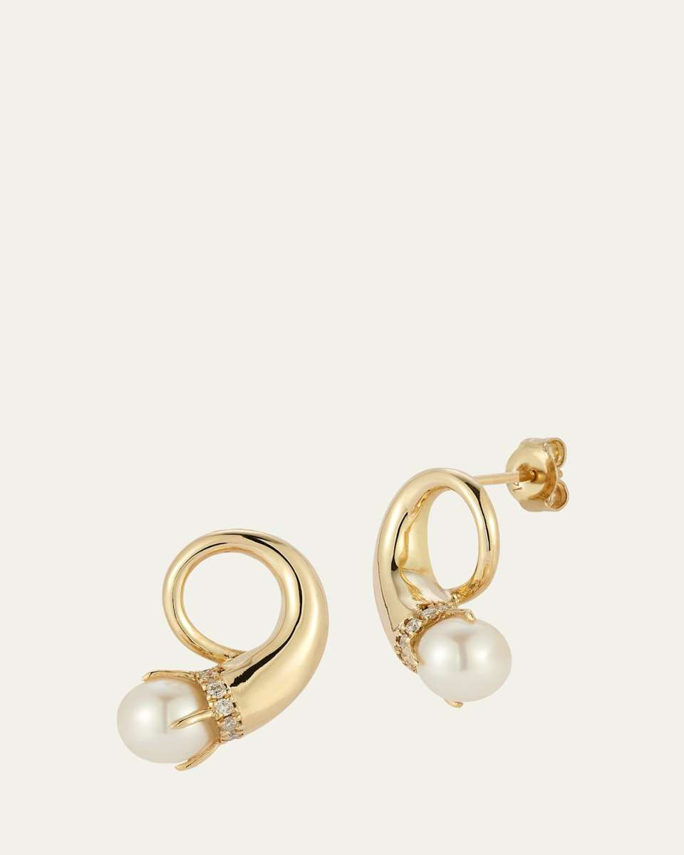 14K Pearl Cornucopia Earrings
