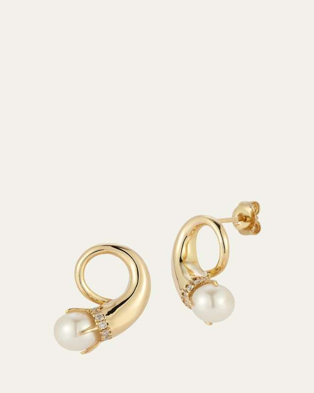 14K Pearl Cornucopia Earrings