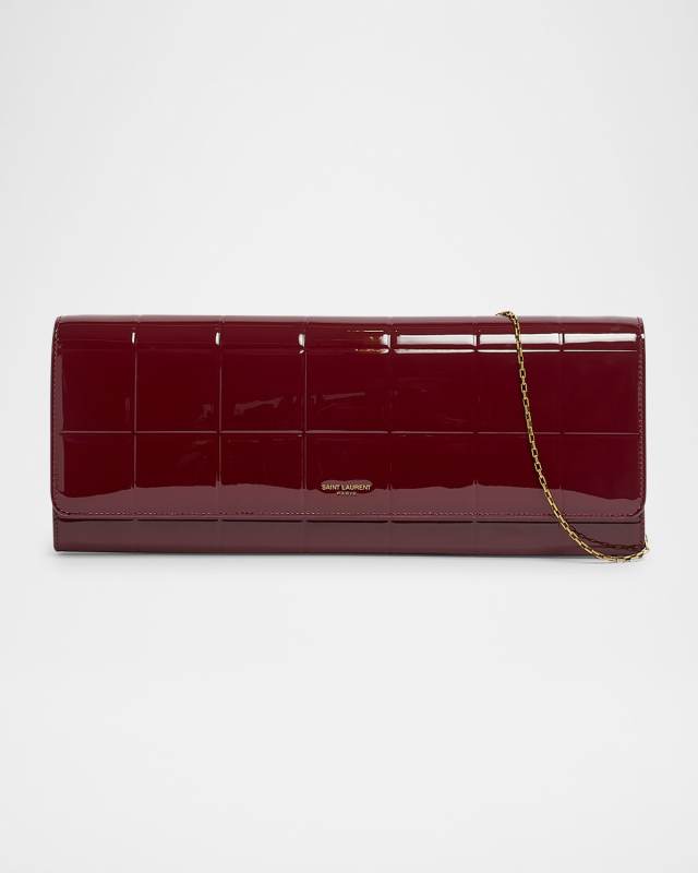 Chain Pouch Shoulder Bag in Quilted Patent Leather