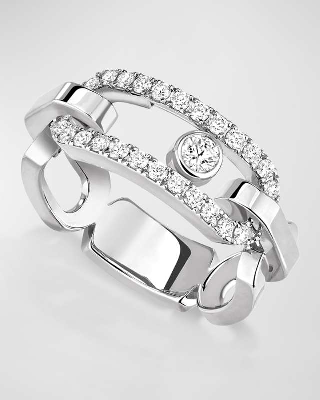 MOVE LINK 18K WHITE GOLD DIAMOND RING