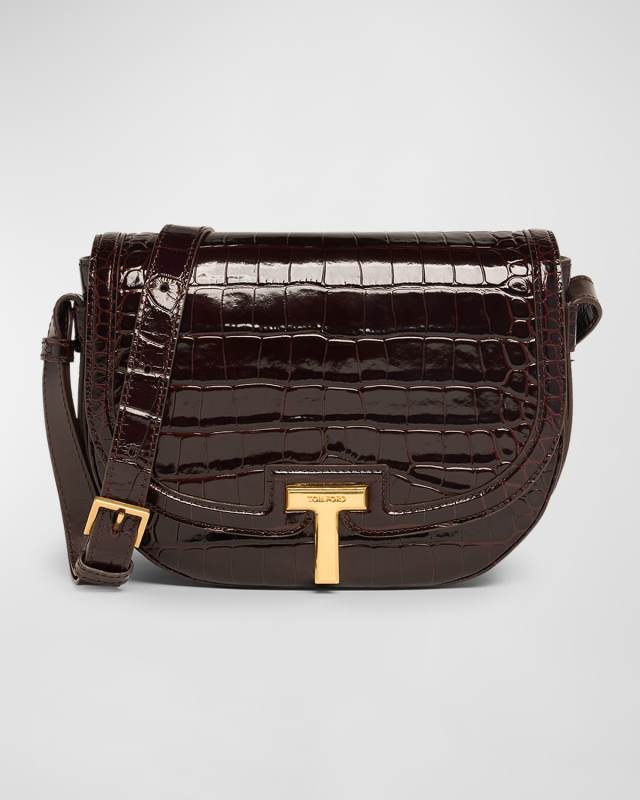 Wallis Stamped Crocodile Leather Crossbody Bag