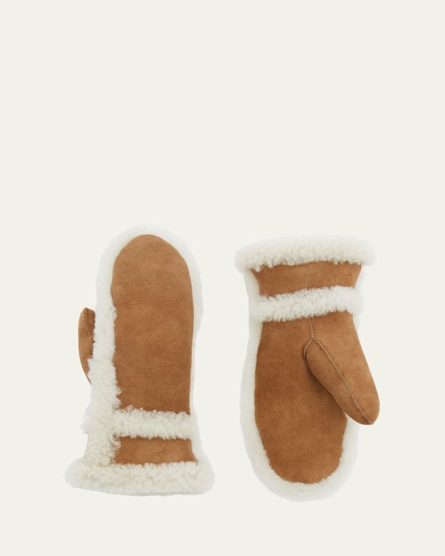 Mittens W/ Dyed Sheep Shearling Trim
