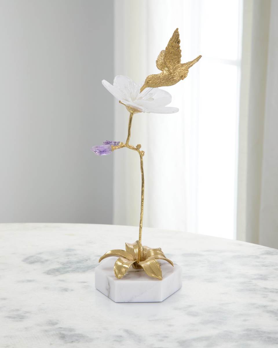 Hummingbird & Selenite Sculpture I - 20.5"
