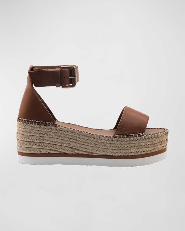 Glyn Leather Flatform Espadrille Sandals