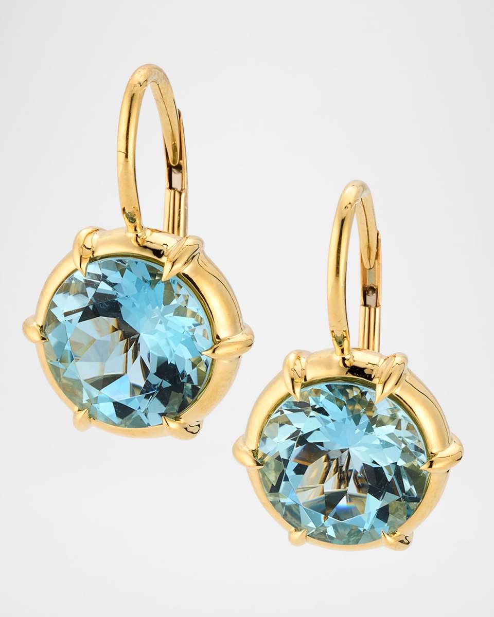18K Yellow Gold Aquamarine Eliz Drop Earrings