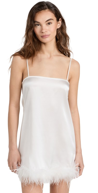 Maison Essentiele Feather Mini Slip Dress Optic White