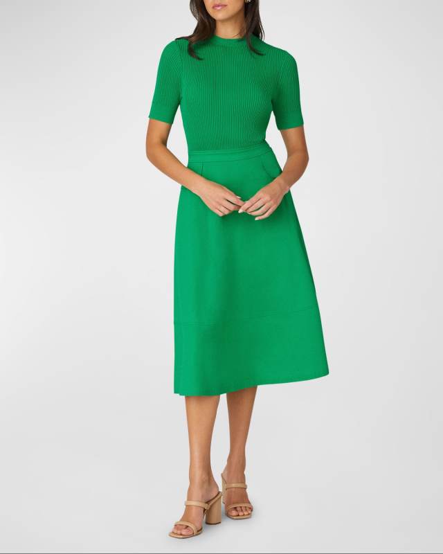 Harriet Ribbed Mock-Neck Midi Dress