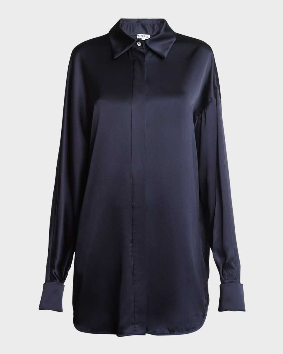 Oversized Silk Button-Down Shirt