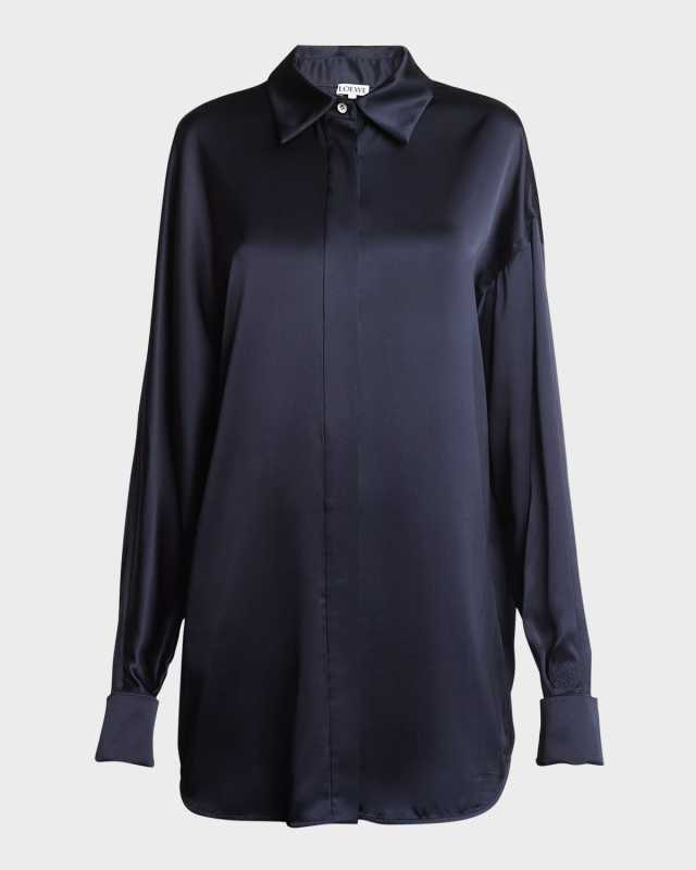 Oversized Silk Button-Down Shirt